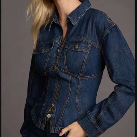 Anthropologie - Pilcro Corset Denim Dark Shirt - SZ 12 - BNWT - Picture 3 of 11